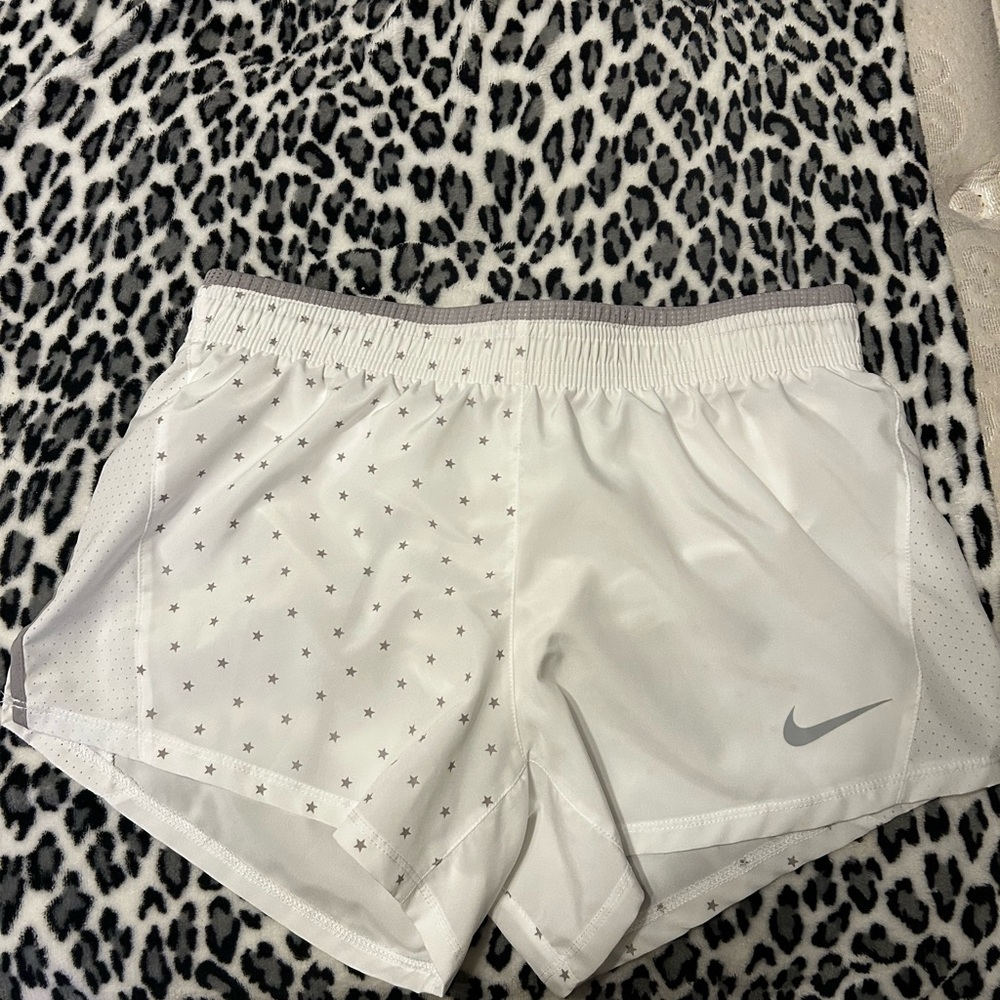 Nike White Athletic Shorts with Perforated Design